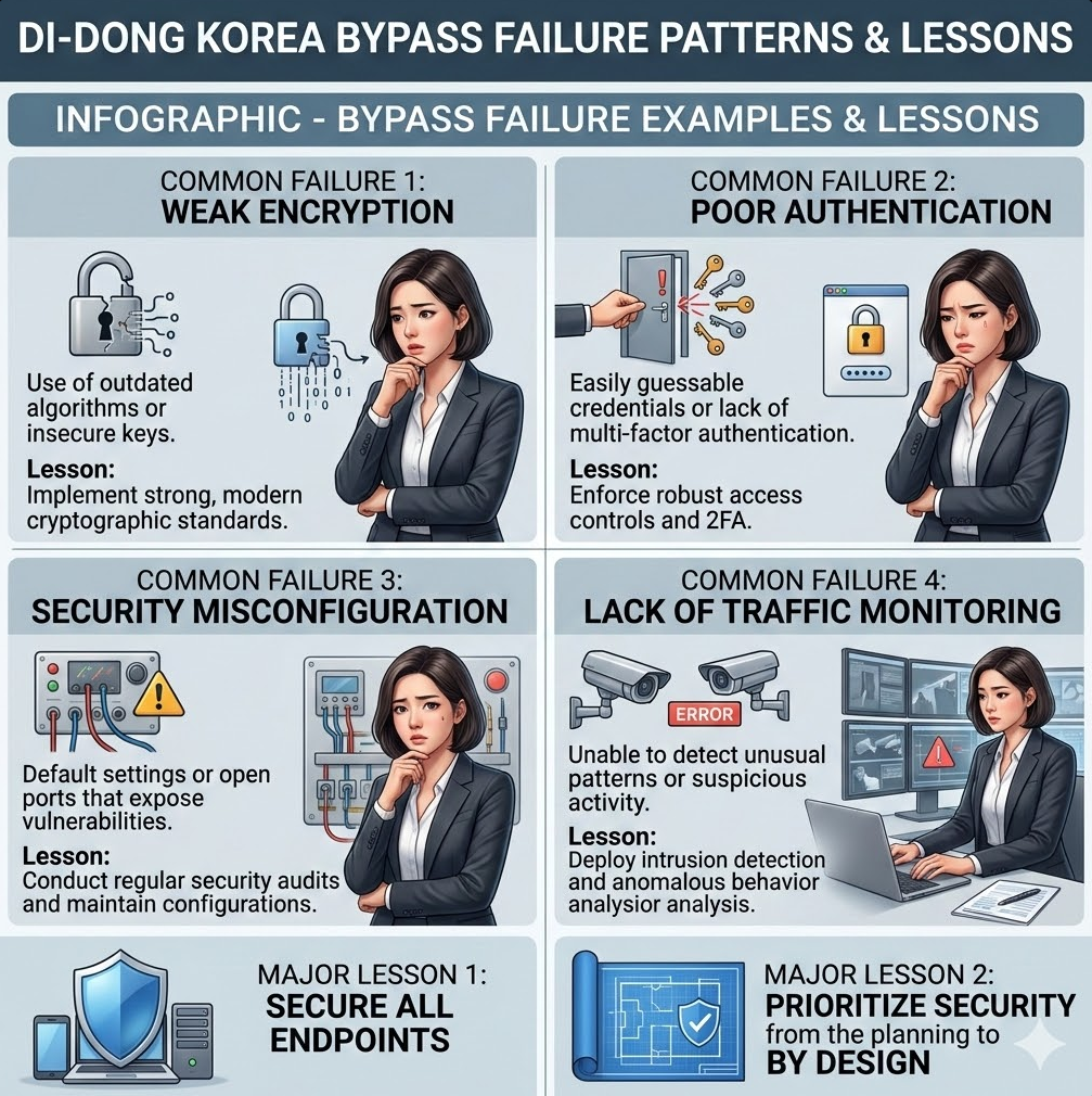 가장 흔한 실패 패턴과 교훈을 아이콘으로 정리한 이미지 