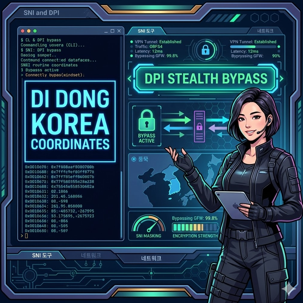 SNI 도구 명령 창에 di동코리아 좌표가 입력된 그래픽,